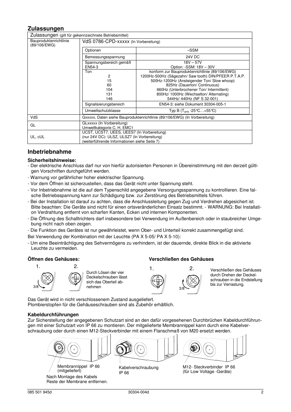 Zulassungen, Inbetriebnahme | Pfannenberg PATROL PA X 5 Series User Manual | Page 2 / 24