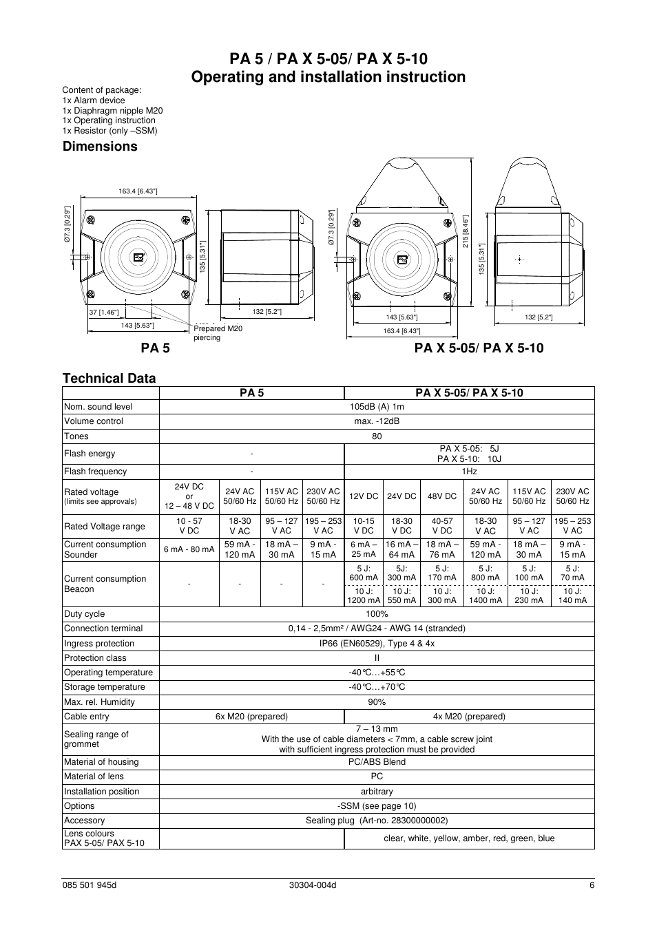 Dimensions | Pfannenberg PATROL PA X 5 Series User Manual | Page 6 / 24