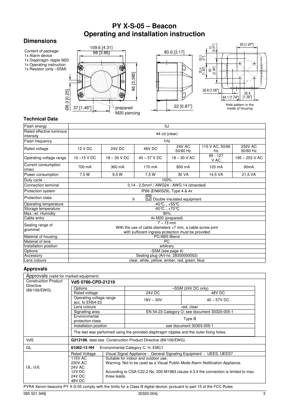 Dimensions | Pfannenberg PYRA PY X-S-05 Series User Manual | Page 3 / 8