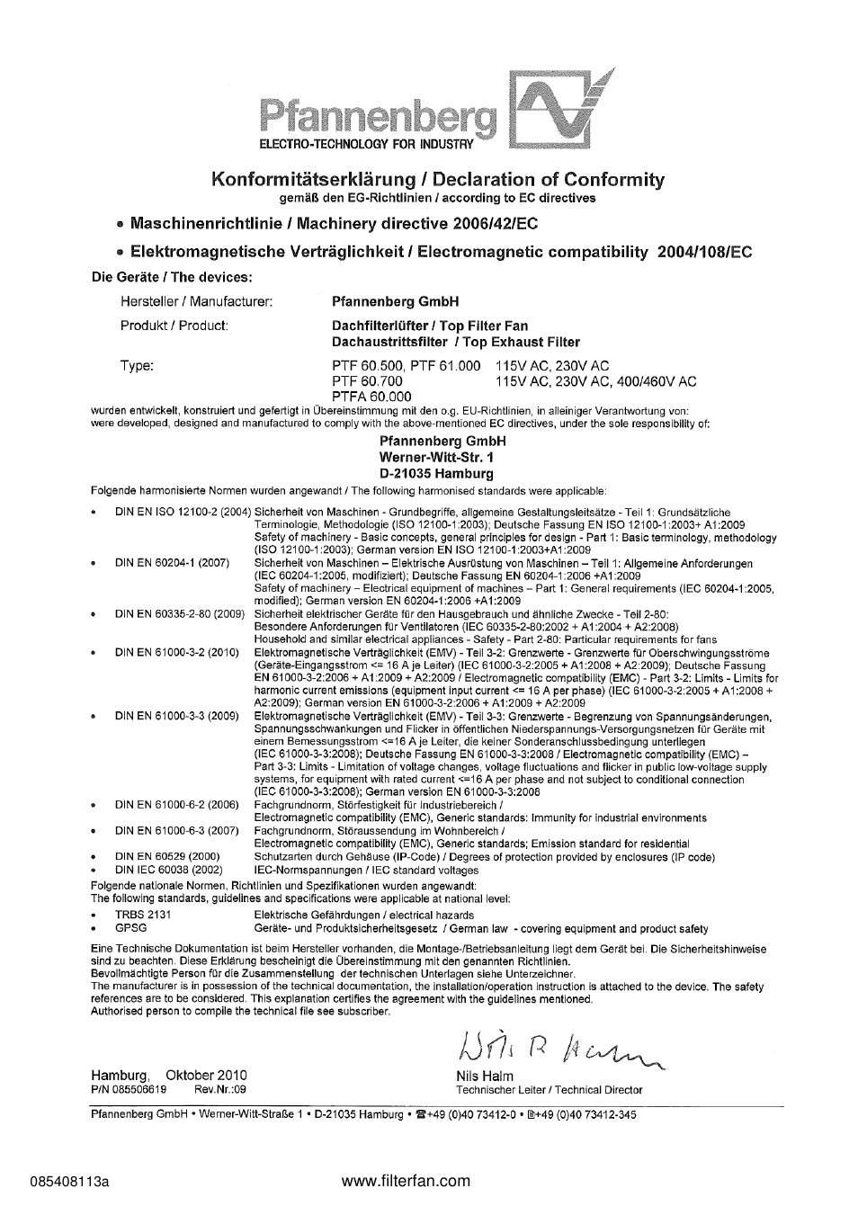 Pfannenberg PTF 61000 User Manual | Page 4 / 4