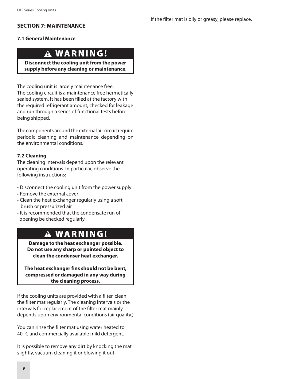 Warning | Pfannenberg DTS 3000 Series User Manual | Page 12 / 18
