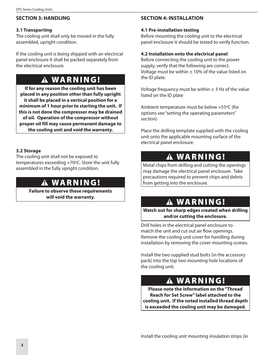 Warning | Pfannenberg DTS 3000 Series User Manual | Page 6 / 18