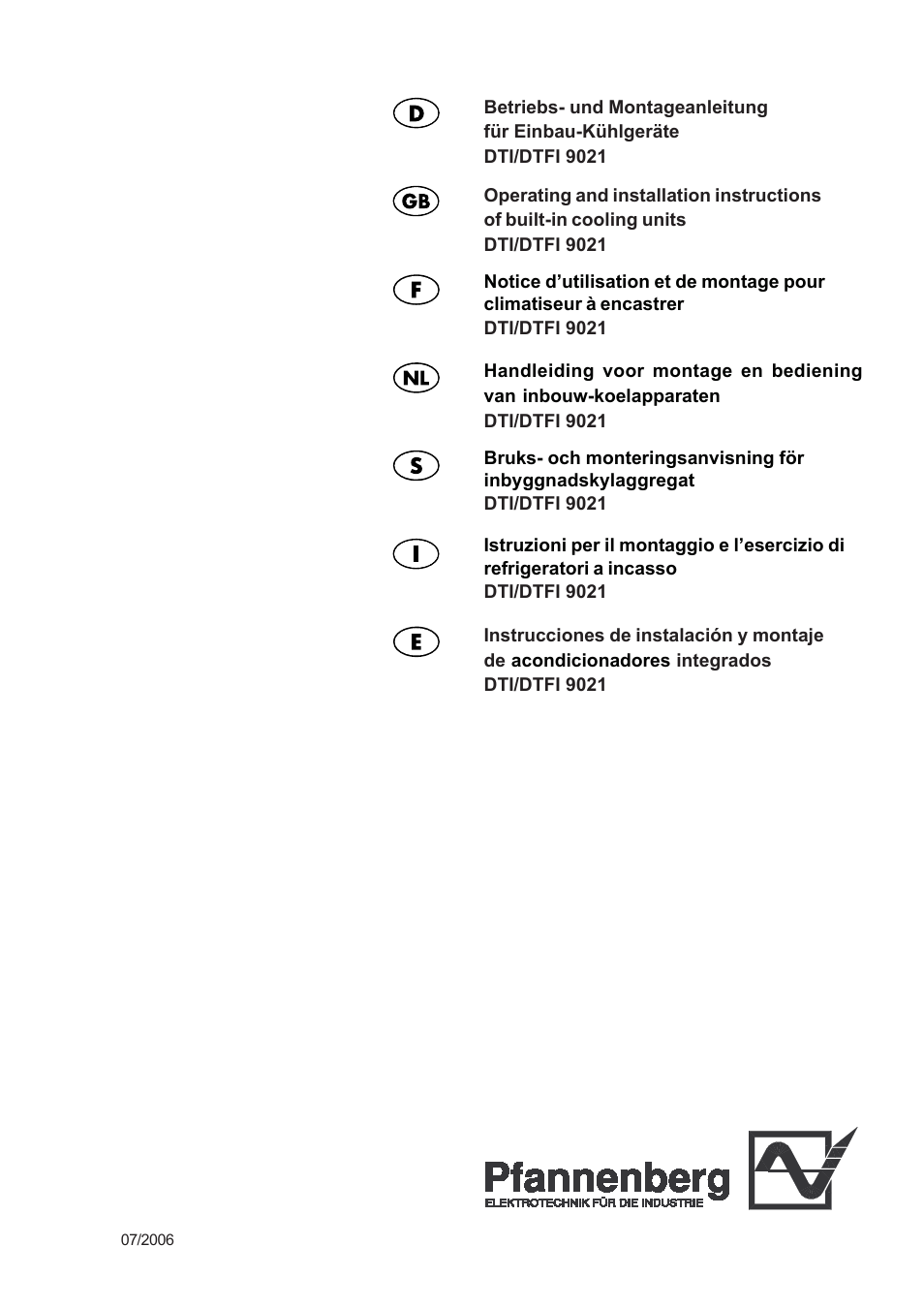 Pfannenberg DTFI 9021 User Manual | 52 pages