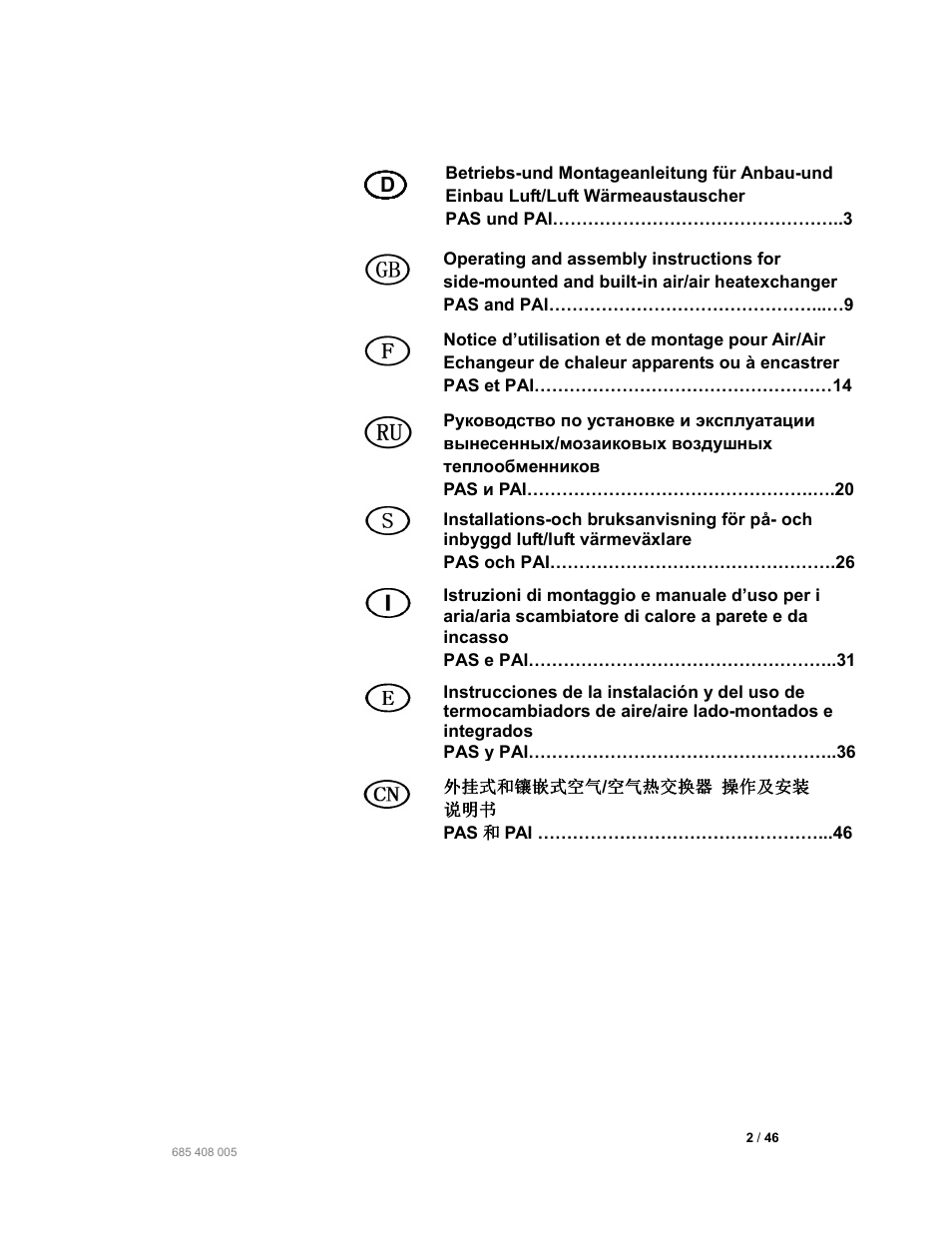 Pfannenberg PAI User Manual | Page 2 / 46