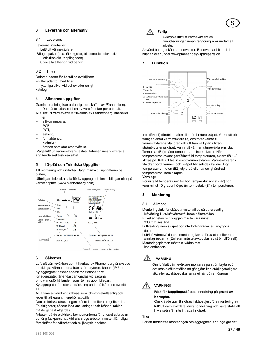 Pfannenberg PAI User Manual | Page 27 / 46