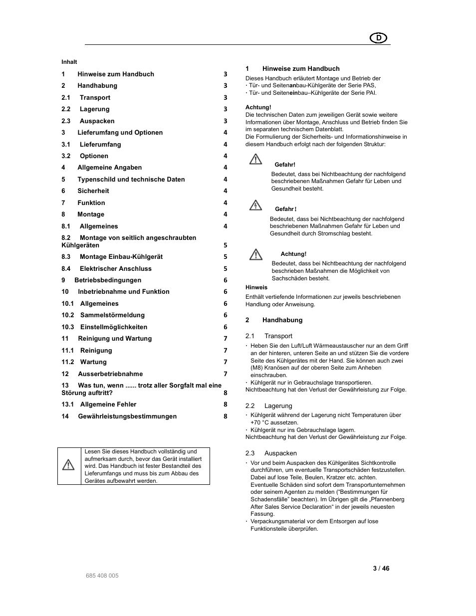 Pfannenberg PAI User Manual | Page 3 / 46