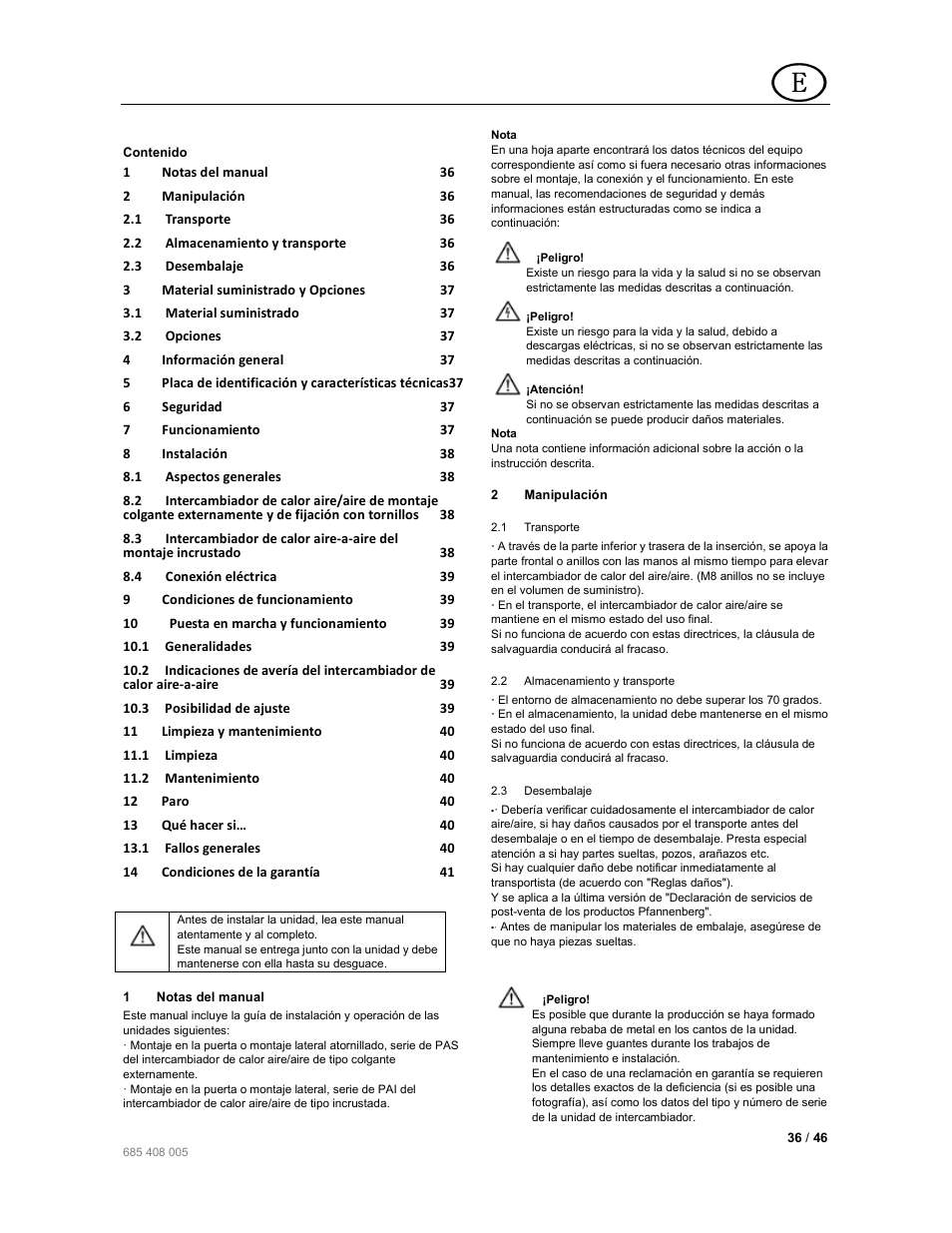Pfannenberg PAI User Manual | Page 36 / 46