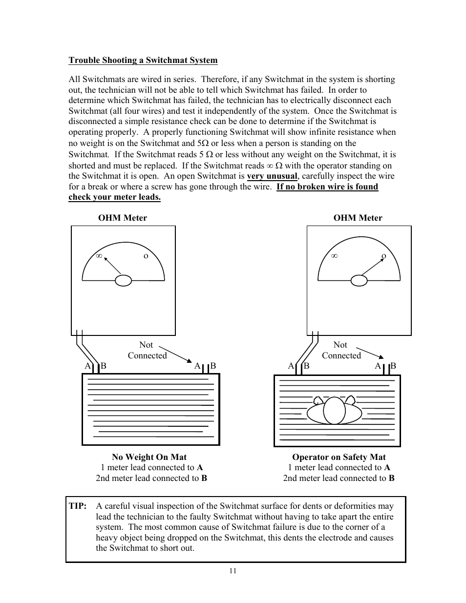 Trouble shooting a switchmat system, Not not | Recora Neptune NF-2 Foot Switch User Manual | Page 11 / 13