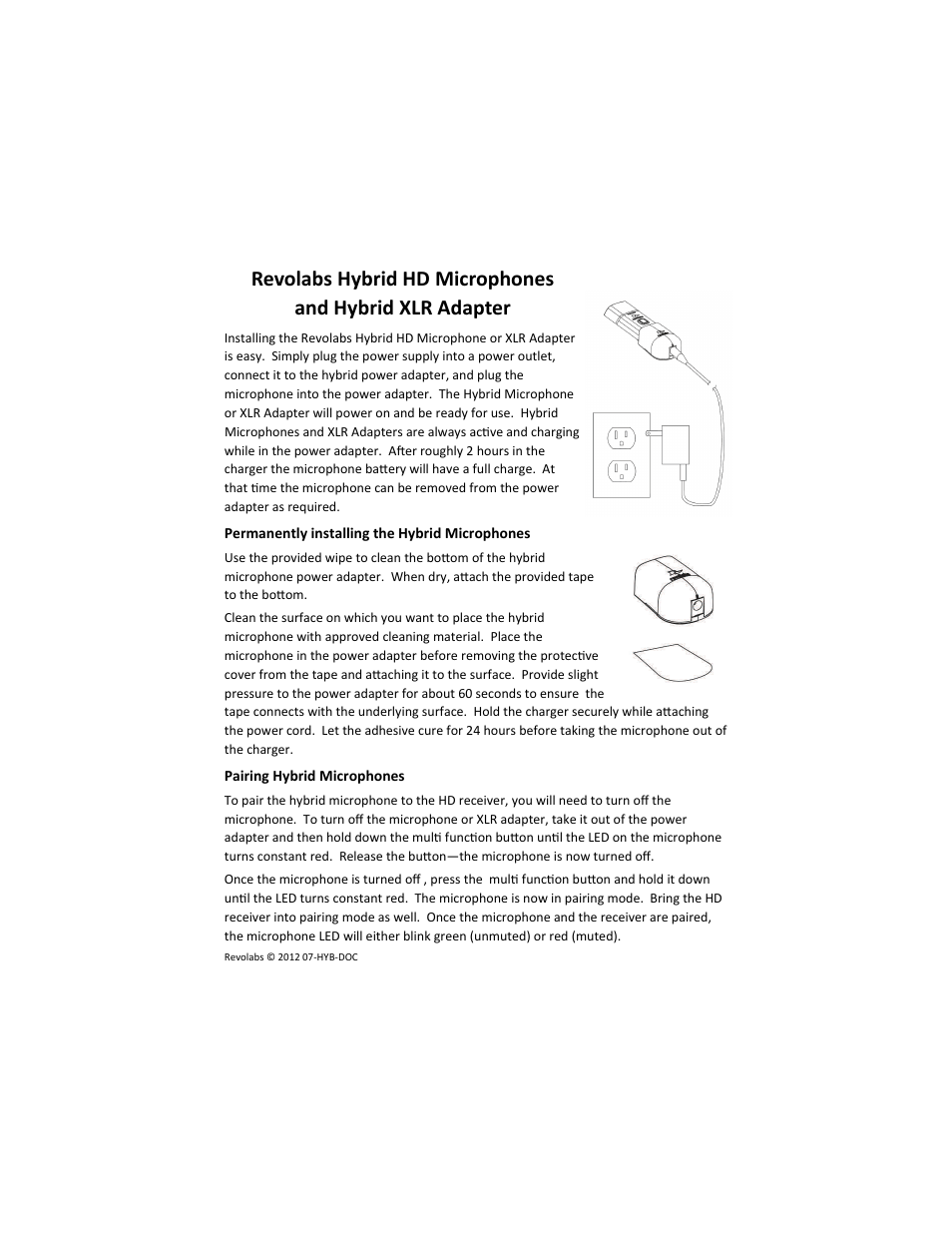 Revolabs Hybrid HD Microphones and Hybrid XLR Adapter User Manual | 1 page