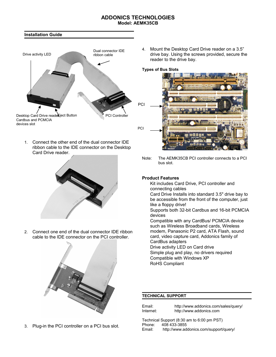 Addonics Technologies AEMK35CB User Manual | 1 page
