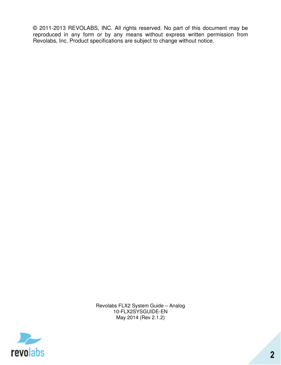 Revolabs FLX2 Advanced User Manual | Page 2 / 73