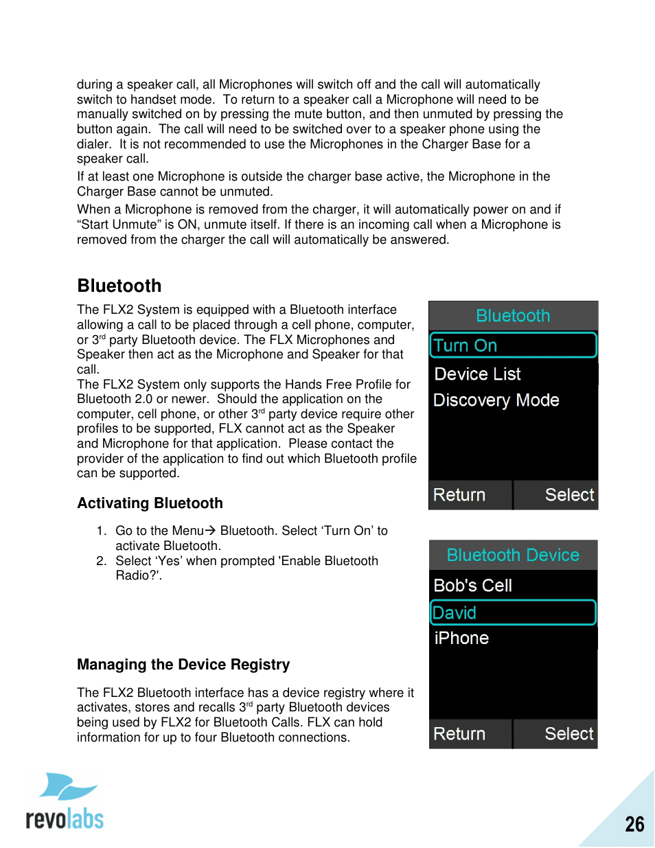 Bluetooth | Revolabs FLX2 Advanced User Manual | Page 26 / 73