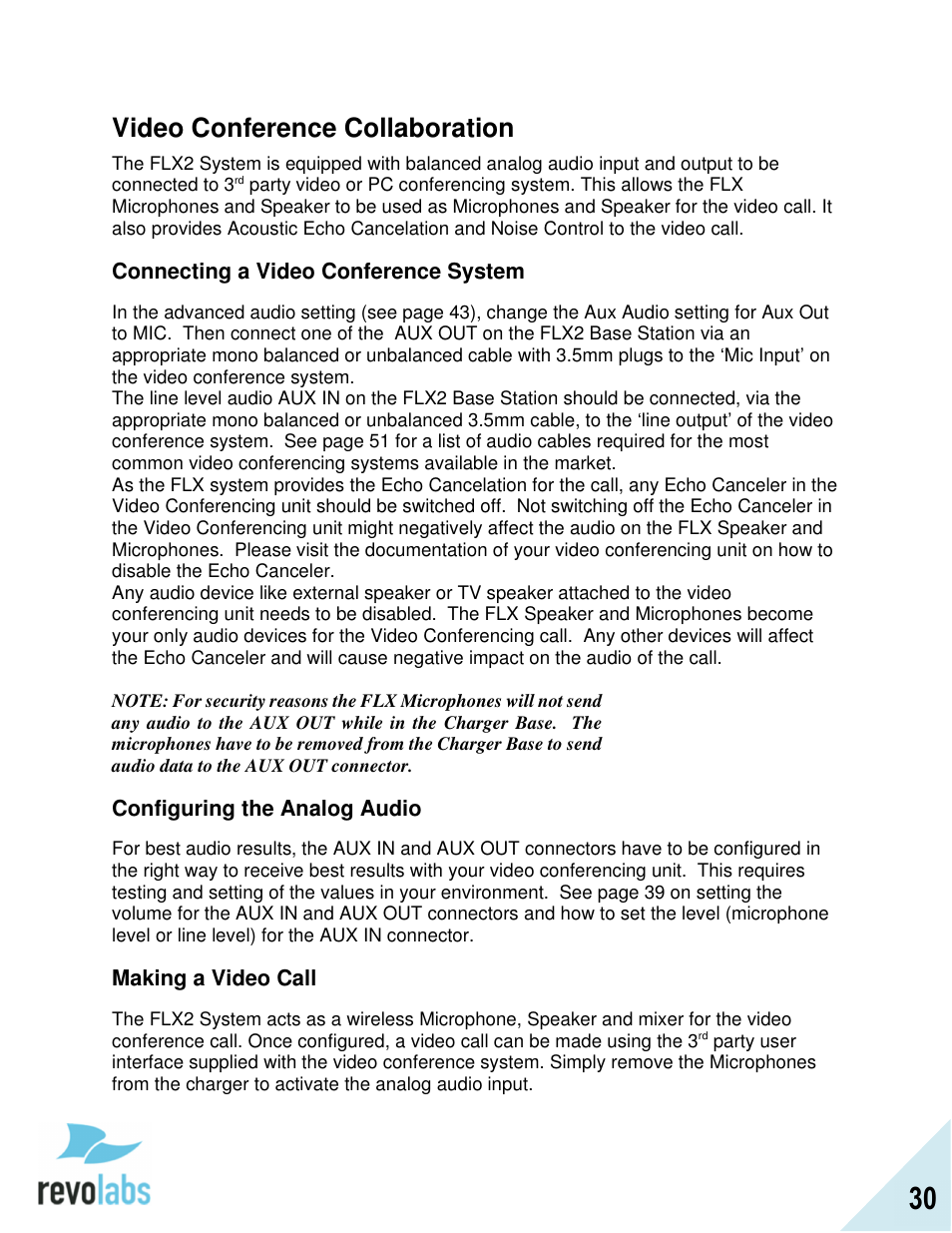Video conference collaboration | Revolabs FLX2 Advanced User Manual | Page 30 / 73