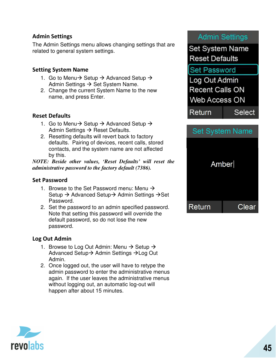 Revolabs FLX2 Advanced User Manual | Page 45 / 73