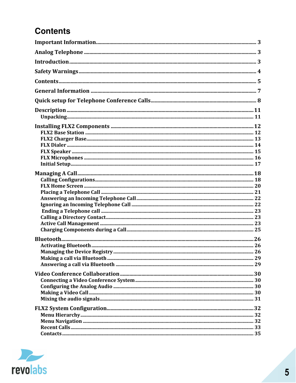 Revolabs FLX2 Advanced User Manual | Page 5 / 73