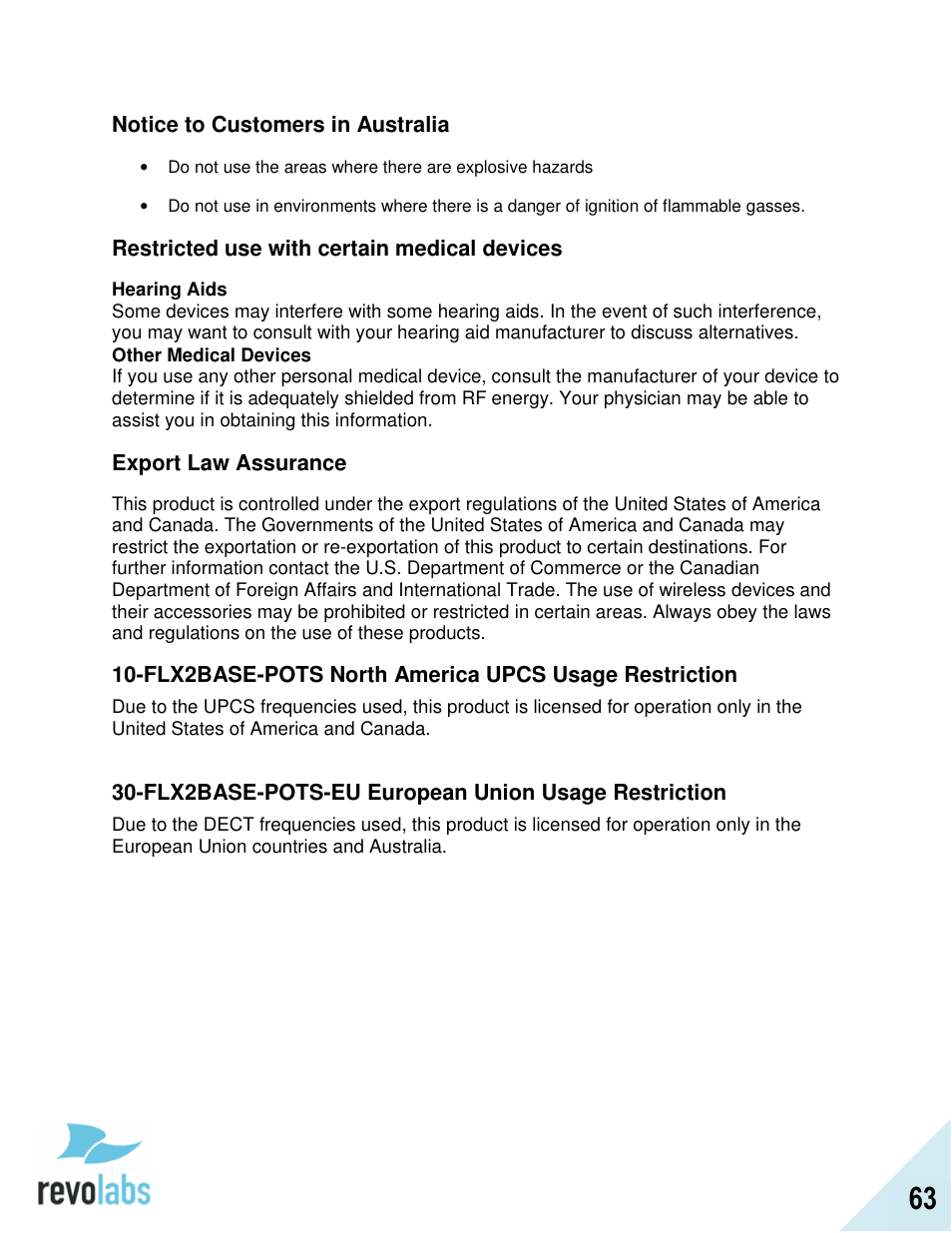 Revolabs FLX2 Advanced User Manual | Page 63 / 73