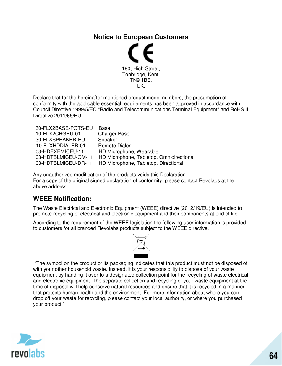 Revolabs FLX2 Advanced User Manual | Page 64 / 73