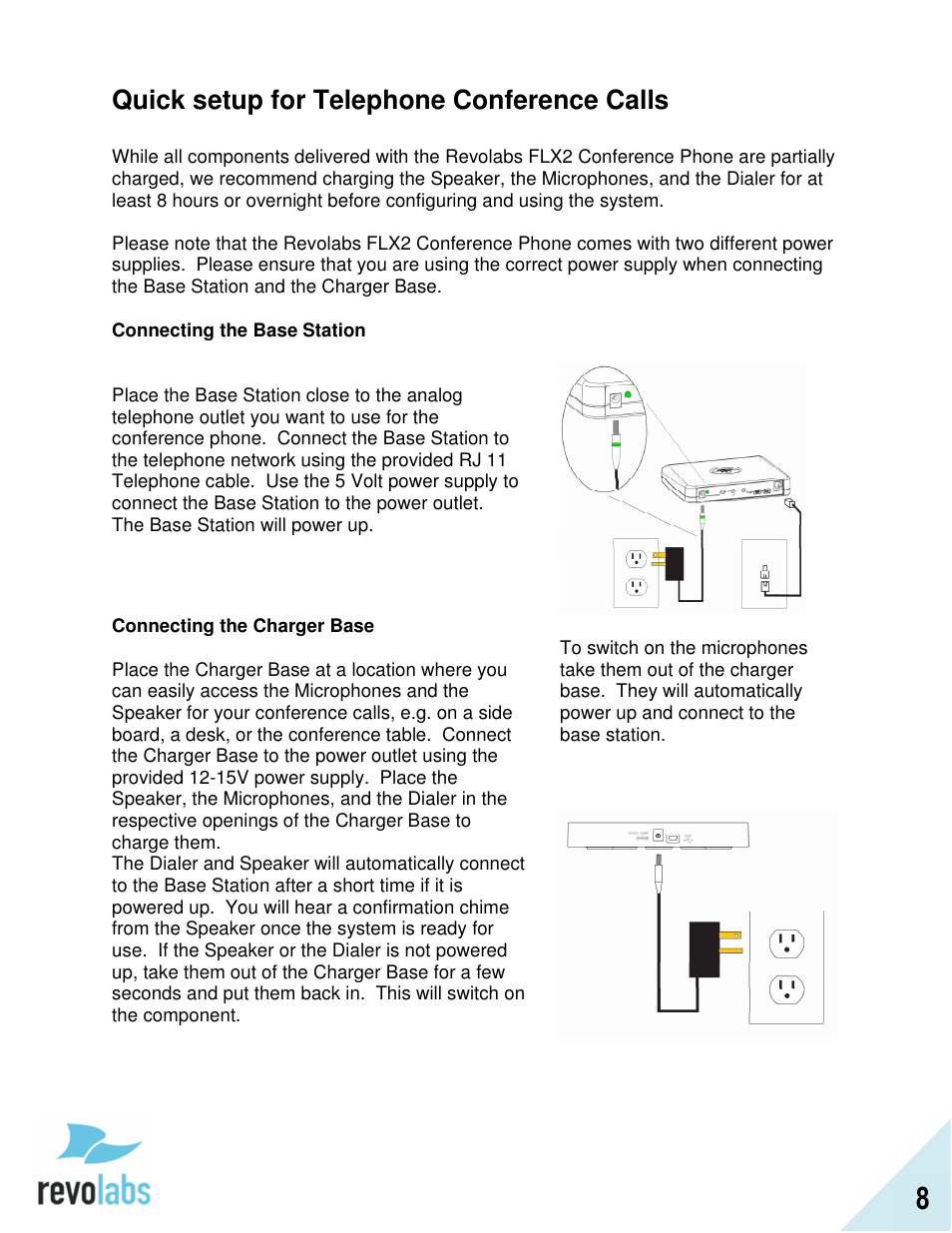 Quick setup for telephone conference calls | Revolabs FLX2 Advanced User Manual | Page 8 / 73