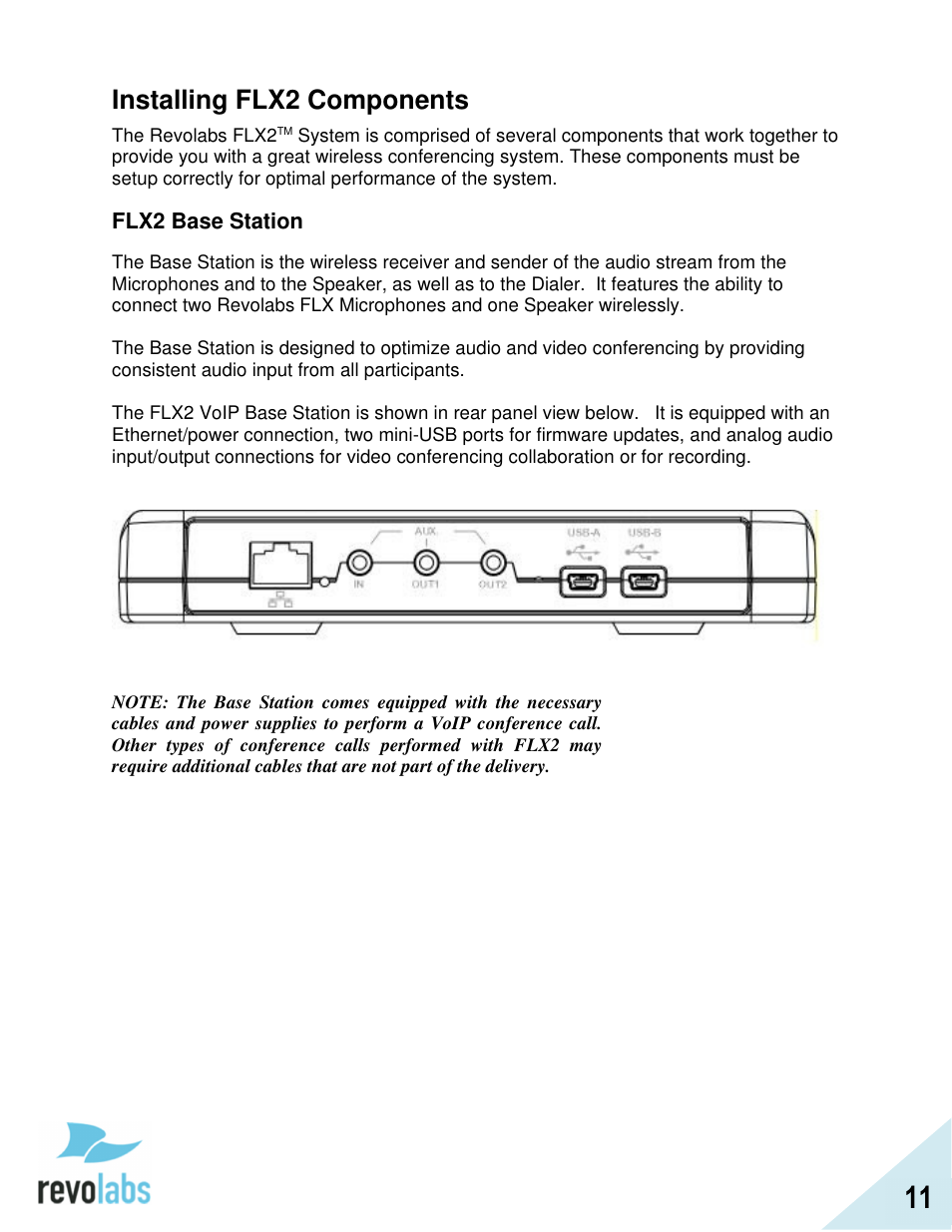 Installing flx2 components | Revolabs FLX2 VoIP Advanced User Manual | Page 11 / 99
