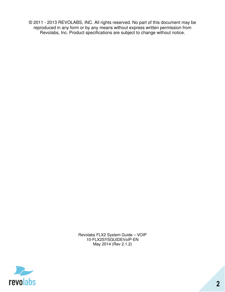 Revolabs FLX2 VoIP Advanced User Manual | Page 2 / 99