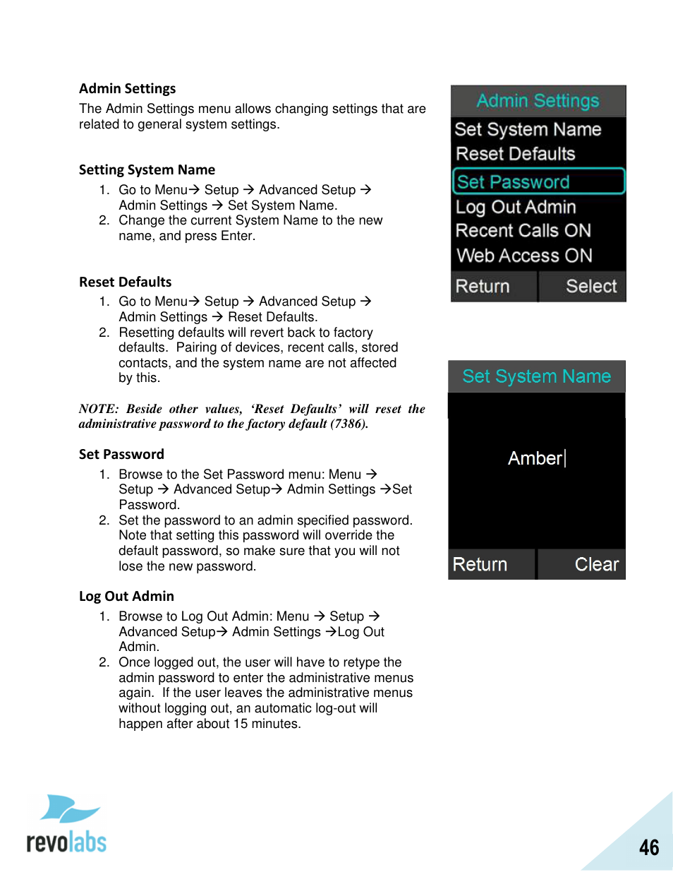 Revolabs FLX2 VoIP Advanced User Manual | Page 46 / 99