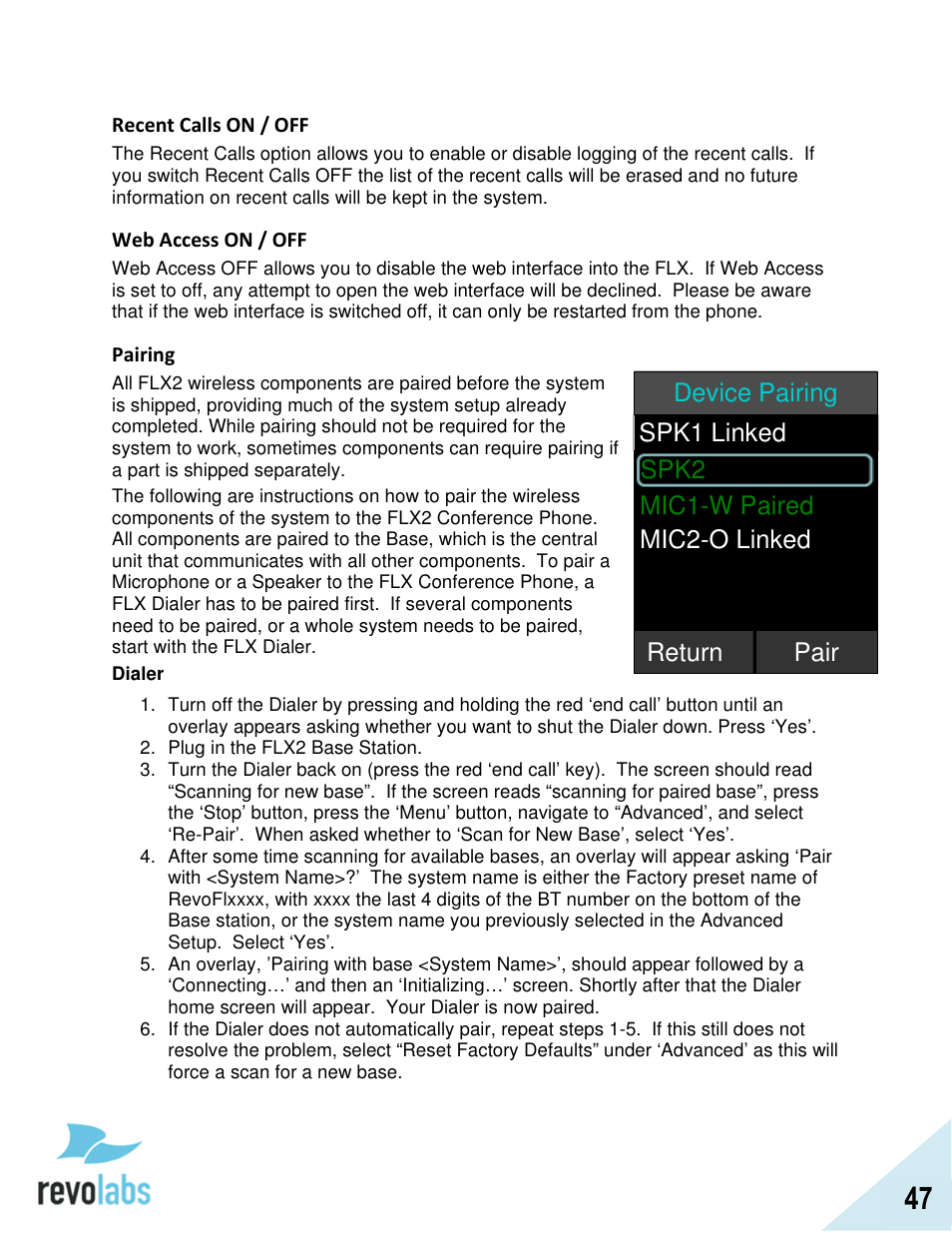 Revolabs FLX2 VoIP Advanced User Manual | Page 47 / 99