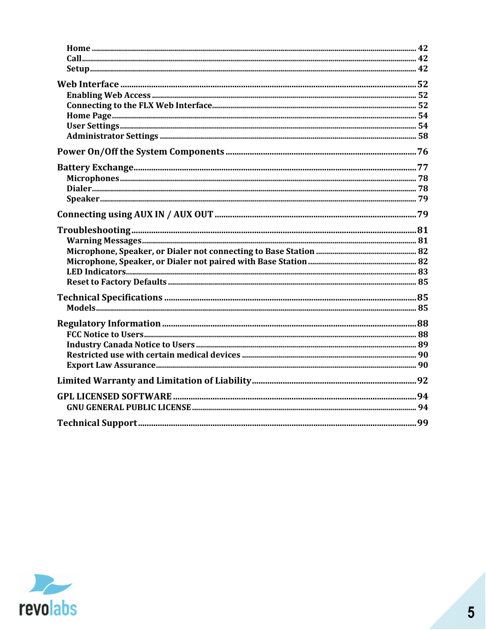Revolabs FLX2 VoIP Advanced User Manual | Page 5 / 99
