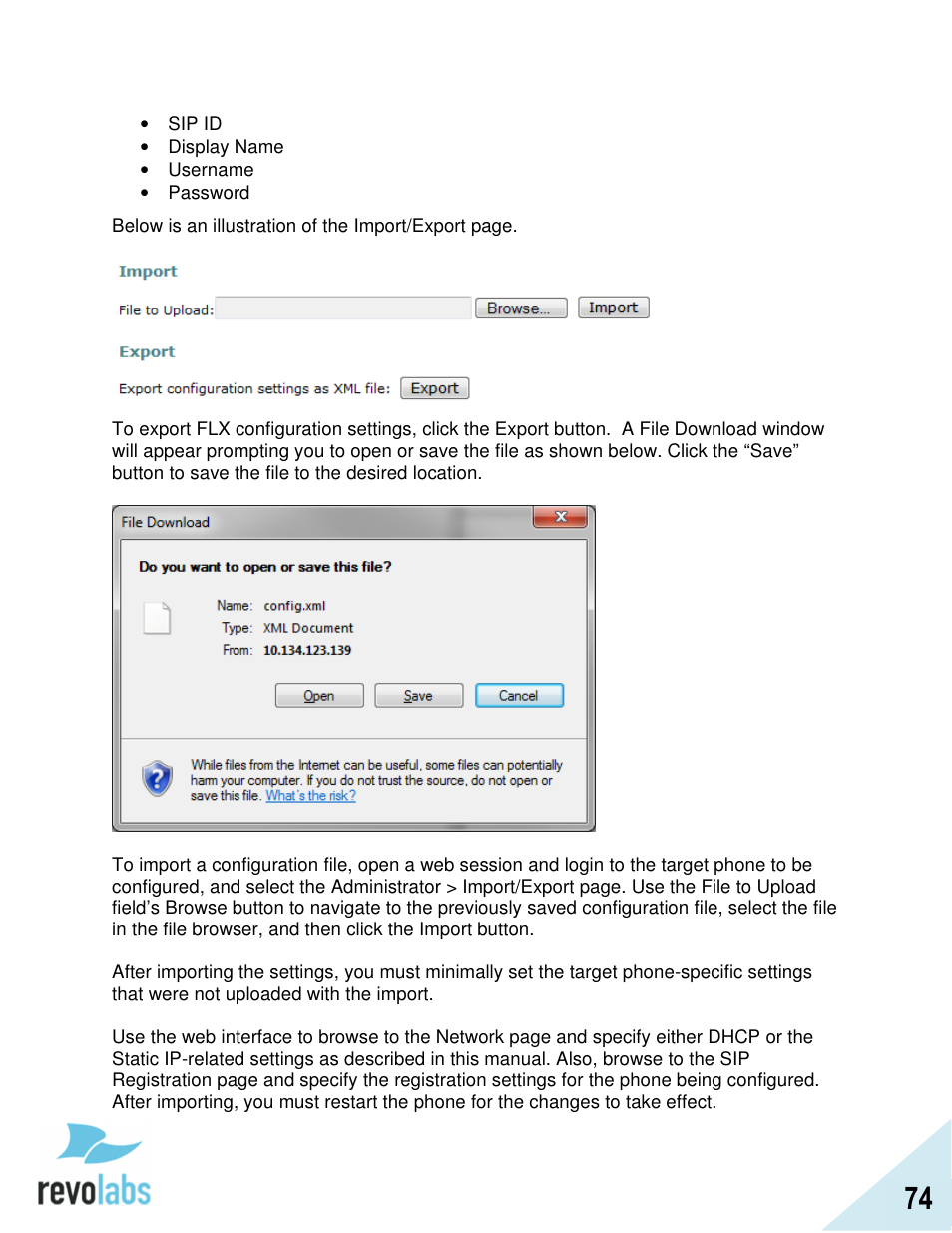Revolabs FLX2 VoIP Advanced User Manual | Page 74 / 99