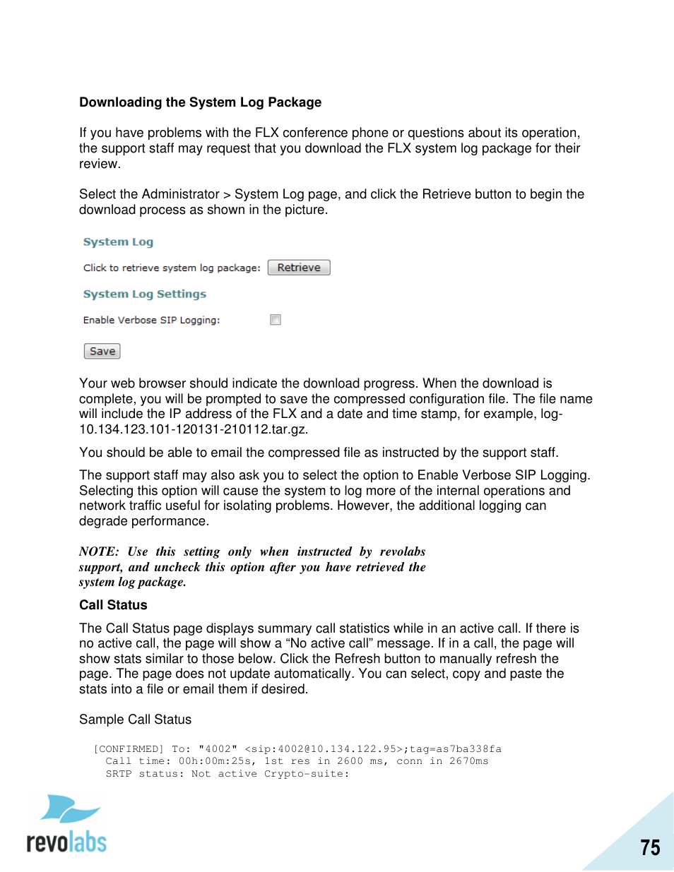 Revolabs FLX2 VoIP Advanced User Manual | Page 75 / 99
