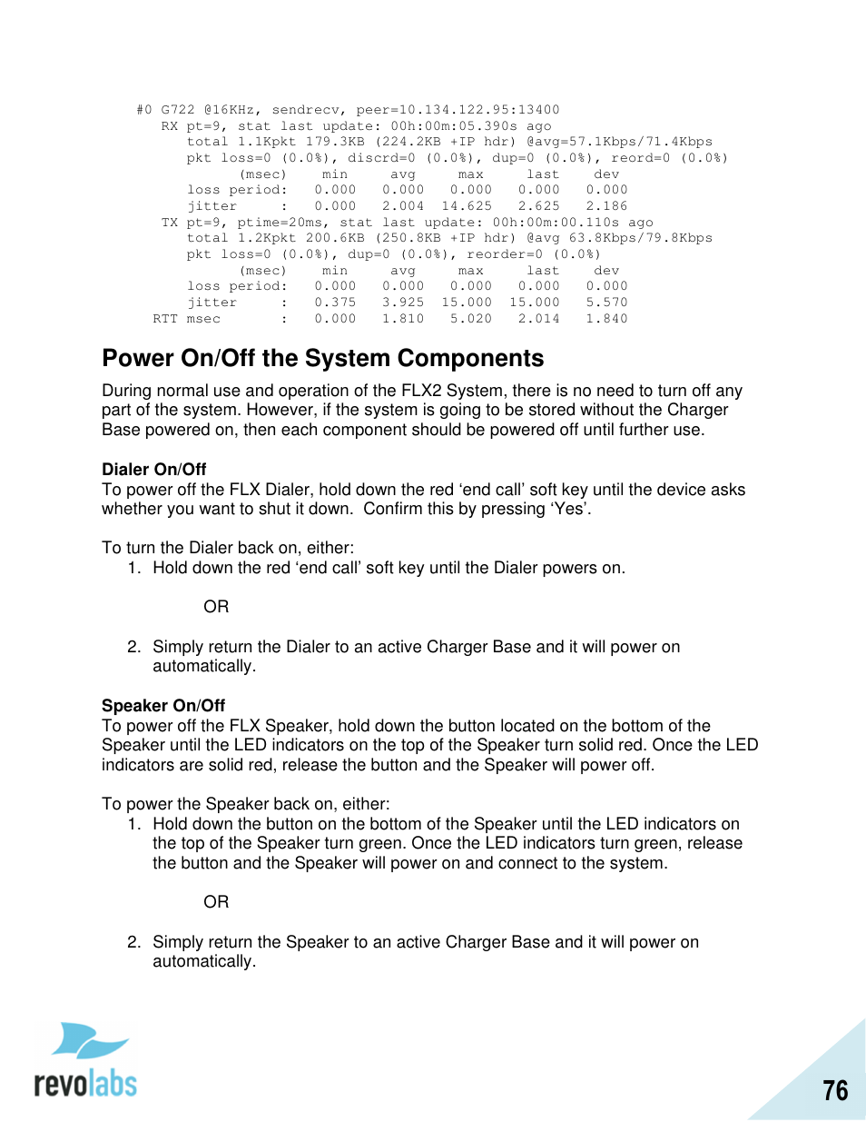 Power on/off the system components | Revolabs FLX2 VoIP Advanced User Manual | Page 76 / 99