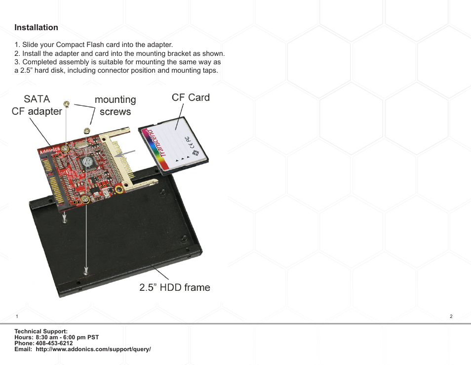 Installation | Addonics Technologies AD25CFD User Manual | Page 2 / 2