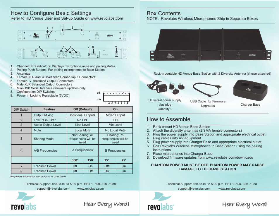 Revolabs HD Venue Basic Setup Card User Manual | 1 page