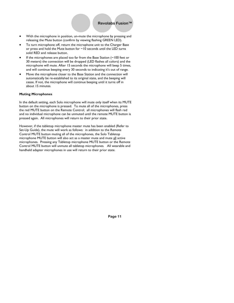 Revolabs fusion | Revolabs Fusion User Guide User Manual | Page 11 / 15