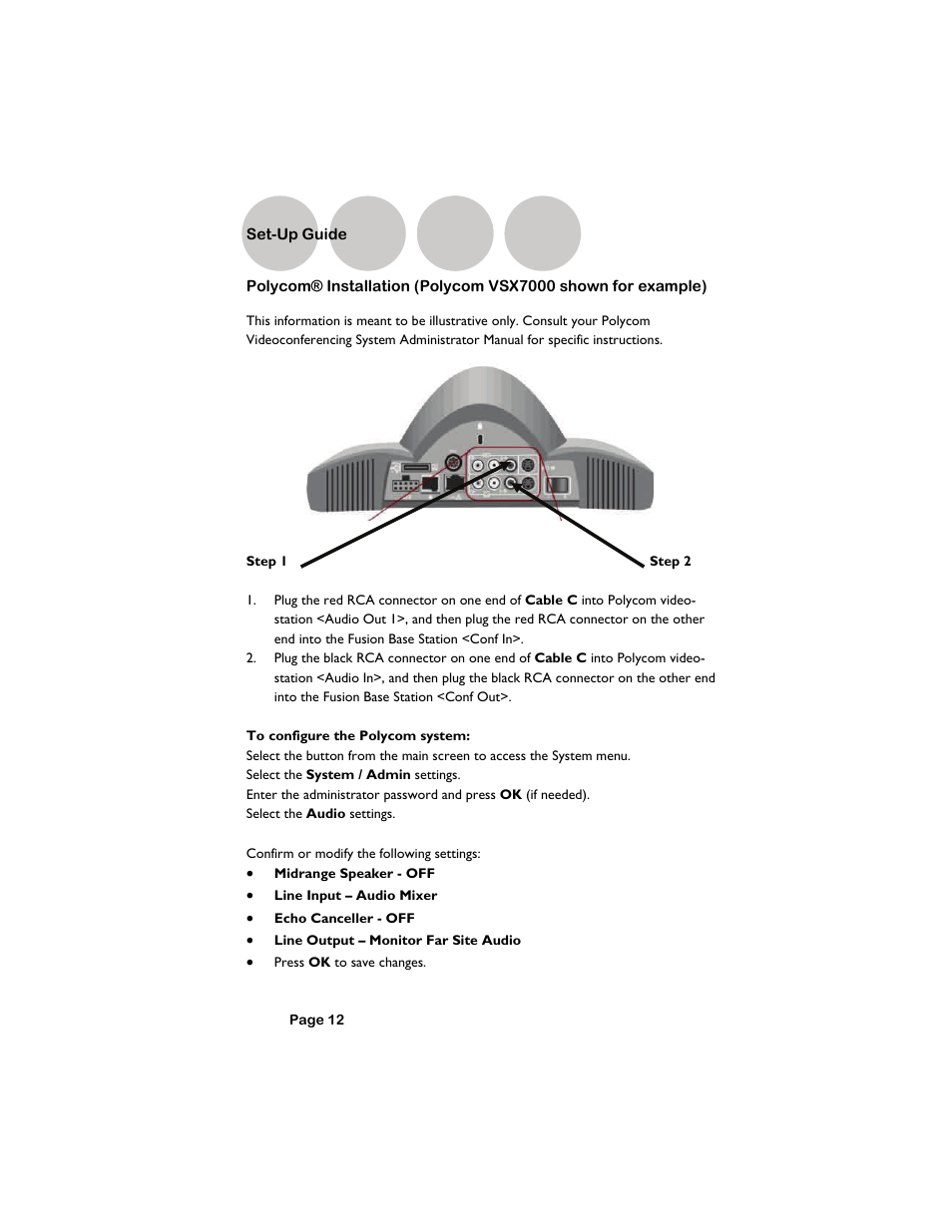 Set-up guide | Revolabs Fusion Setup Guide User Manual | Page 12 / 32