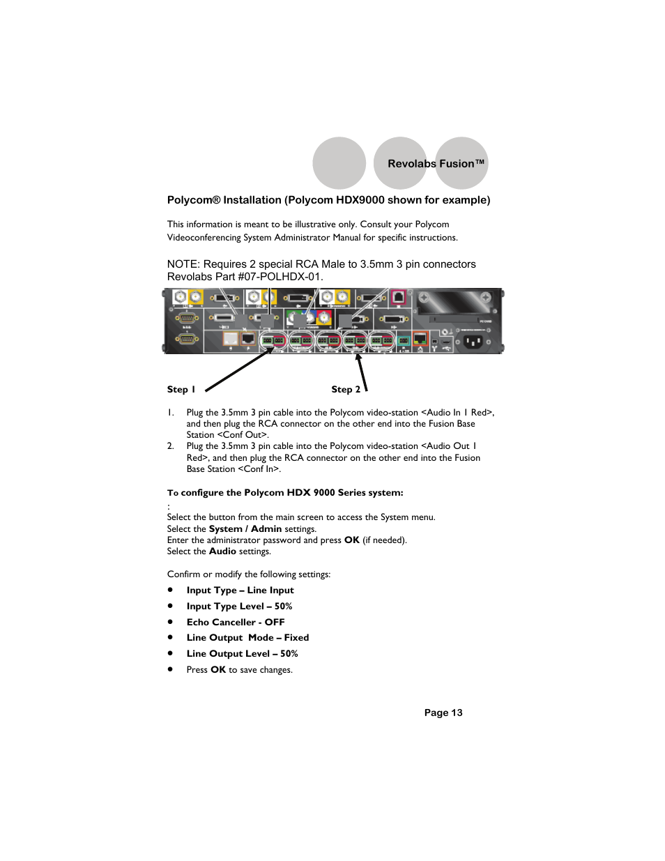 Revolabs fusion | Revolabs Fusion Setup Guide User Manual | Page 13 / 32