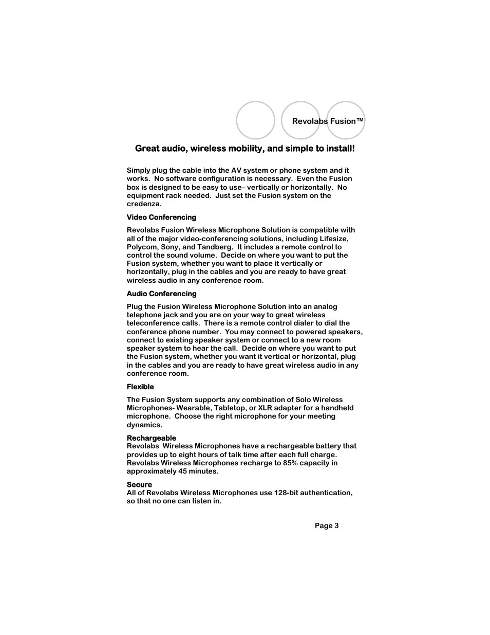 Revolabs fusion | Revolabs Fusion Setup Guide User Manual | Page 3 / 32