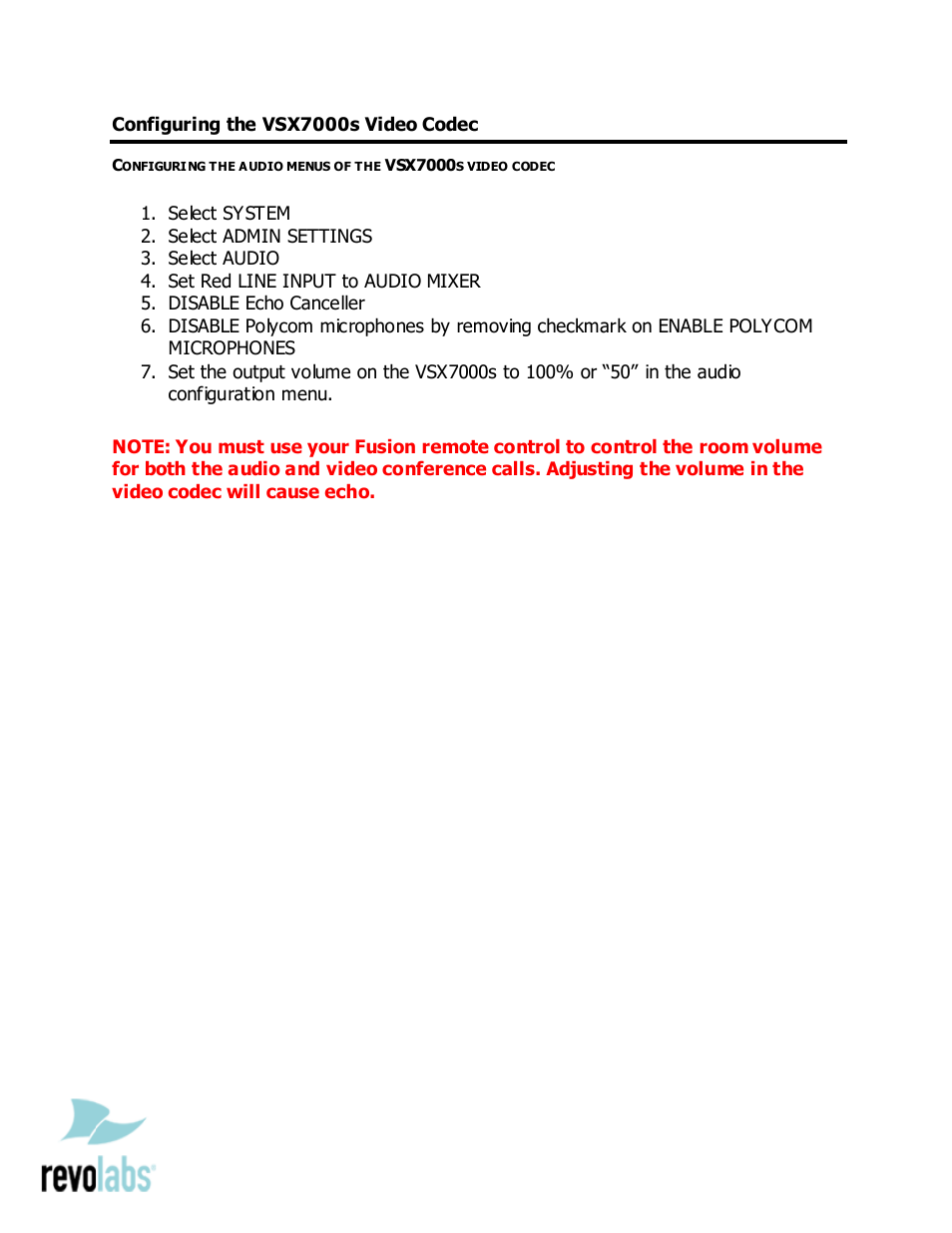 Revolabs Fusion Microphone System - Polycom VSX7000s User Manual | Page 3 / 3