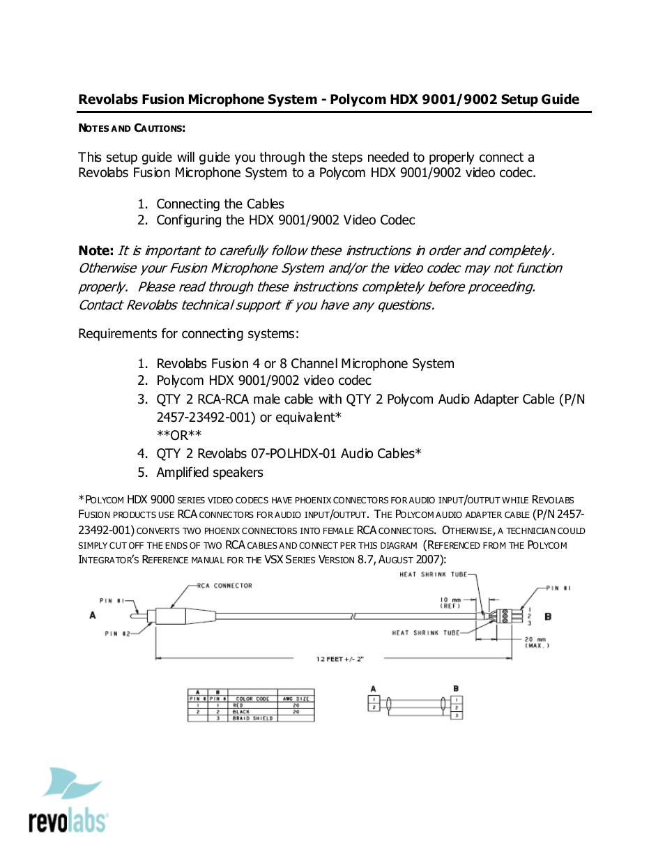 Revolabs Fusion Microphone System - Polycom HDX 9001/9002 User Manual | 3 pages