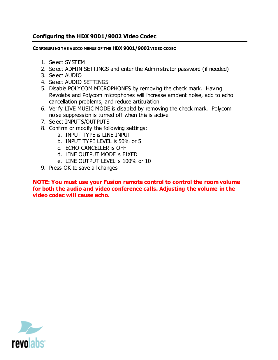 Revolabs Fusion Microphone System - Polycom HDX 9001/9002 User Manual | Page 3 / 3