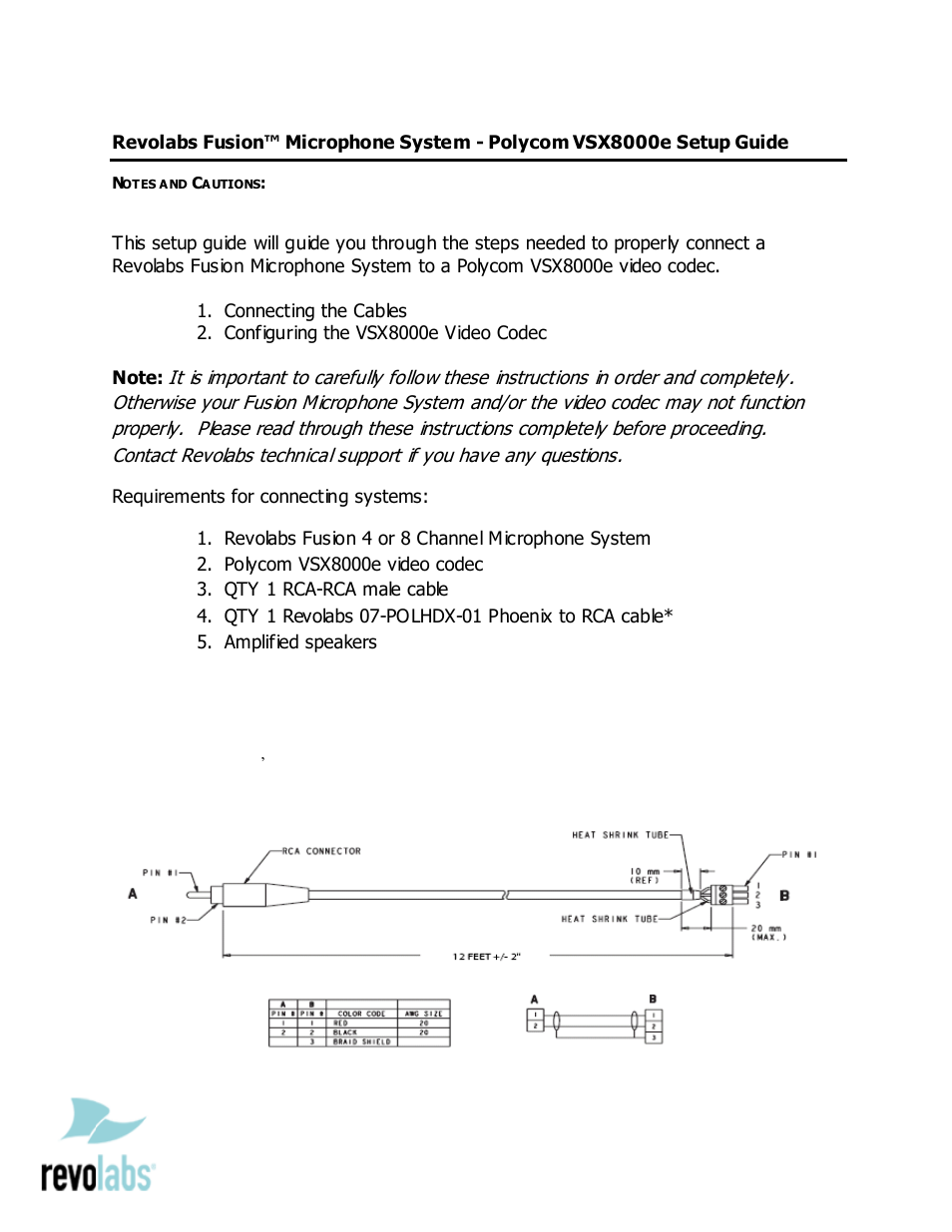 Revolabs Fusion Microphone System - Polycom VSX8000e User Manual | 3 pages