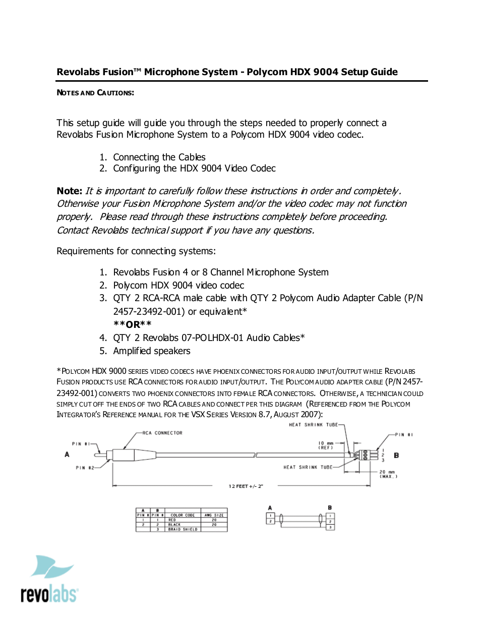 Revolabs Fusion Microphone System - Polycom HDX 9004 User Manual | 3 pages