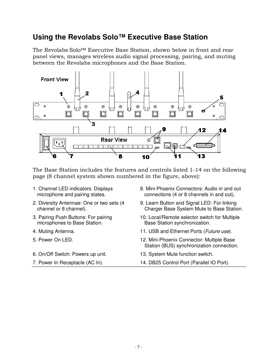 Using the revolabs solo™ executive base station | Revolabs Solo Executive Operation Manual User Manual | Page 10 / 32