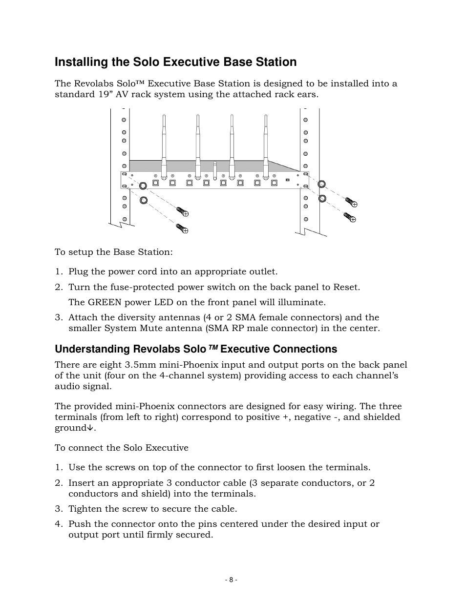 Installing the solo executive base station | Revolabs Solo Executive Operation Manual User Manual | Page 11 / 32