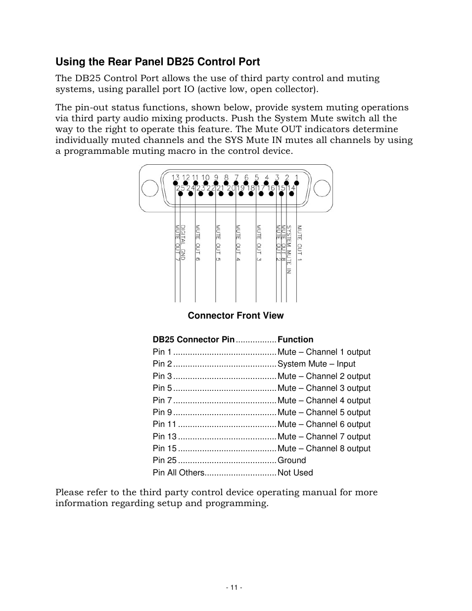 Using the rear panel db25 control port | Revolabs Solo Executive Operation Manual User Manual | Page 14 / 32