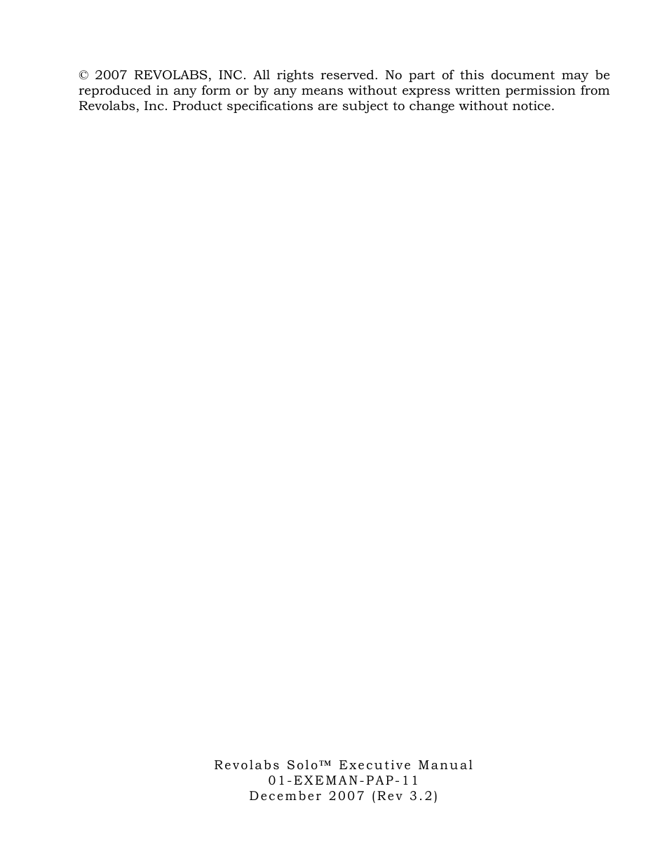 Revolabs Solo Executive Operation Manual User Manual | Page 2 / 32