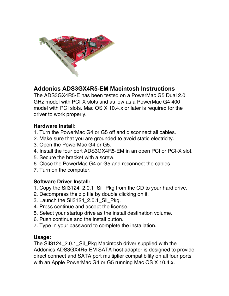 Addonics Technologies ADS3GX4R5-EM User Manual | 3 pages