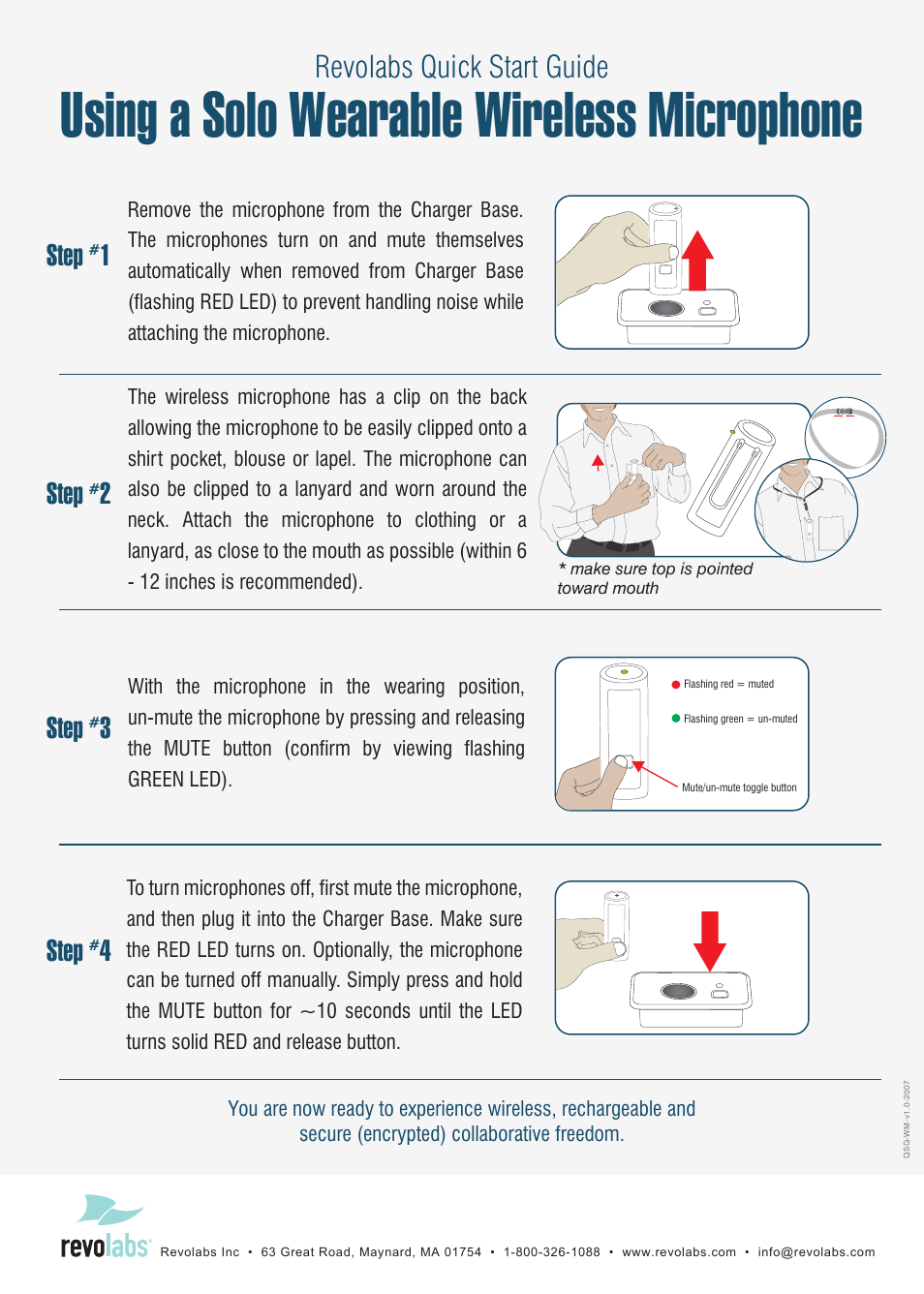 Revolabs Wearable Microphone User Guide User Manual | 1 page