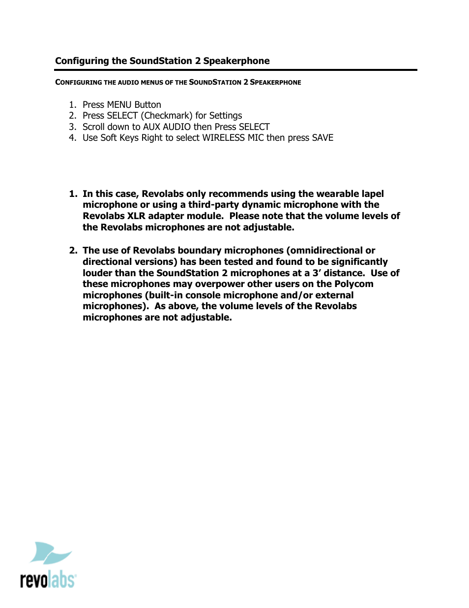 Revolabs Solo Single-Channel – Polycom SoundStation 2 User Manual | Page 3 / 3