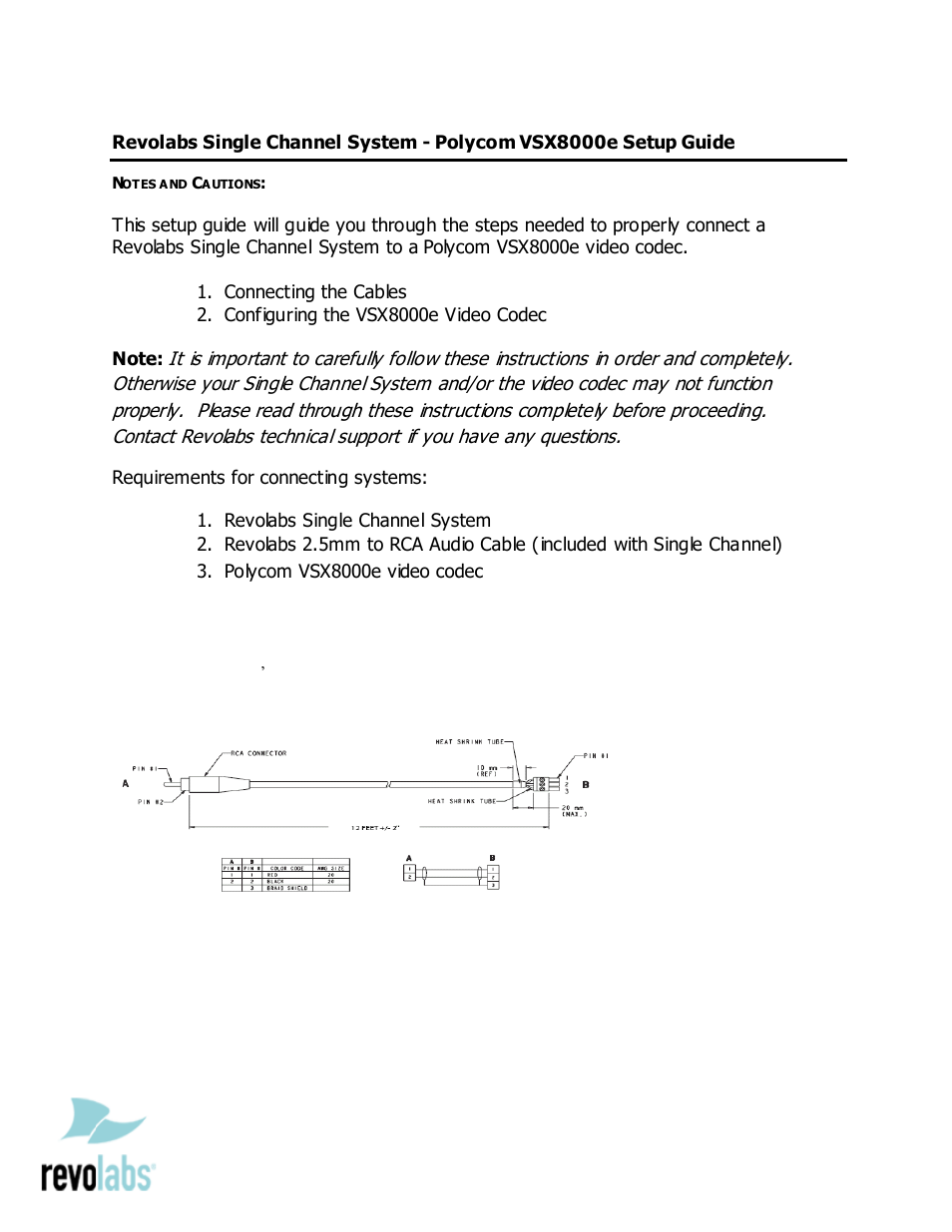 Revolabs Single Channel System - Polycom VSX8000e User Manual | 2 pages