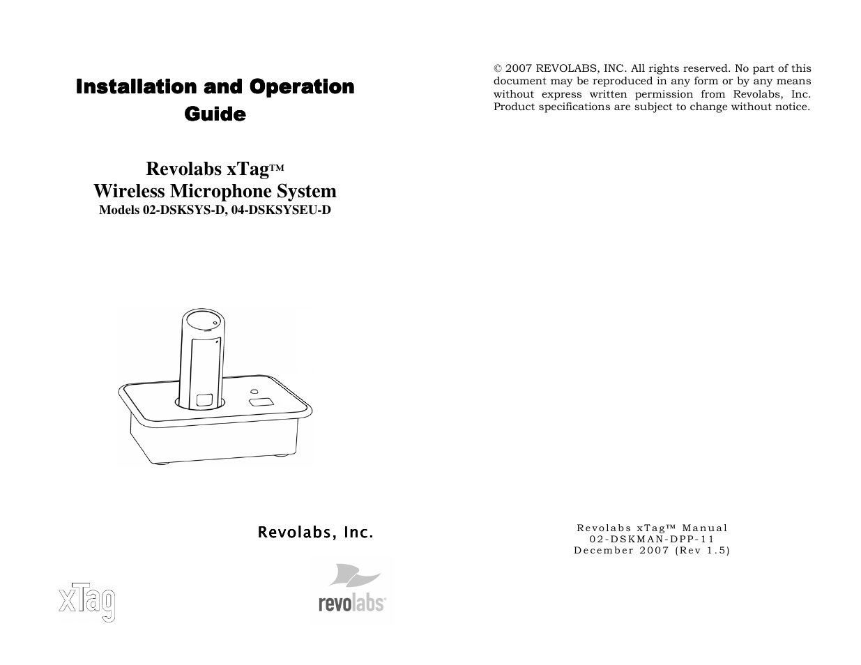 Revolabs XTAG USB User Manual | 12 pages